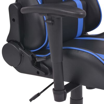 vidaXL atgāžams biroja krēsls ar kāju balstu, melns ar zilu