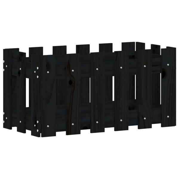 vidaXL dārza puķu kaste, žoga dizains, 60x30x30 cm, priedes masīvkoks