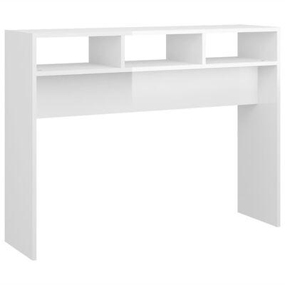 vidaXL konsoles galds, spīdīgi balts, 105x30x80 cm, skaidu plāksne
