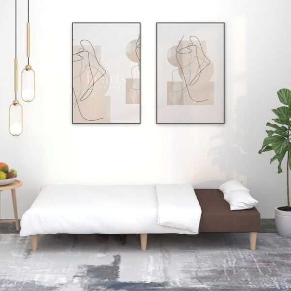 vidaXL 2-vietīga dīvāngulta, pelēkbrūns audums