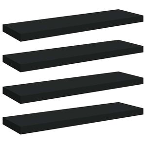 vidaXL sienas plaukti, 4 gab., melni, 80x23,5x3,8 cm, MDF