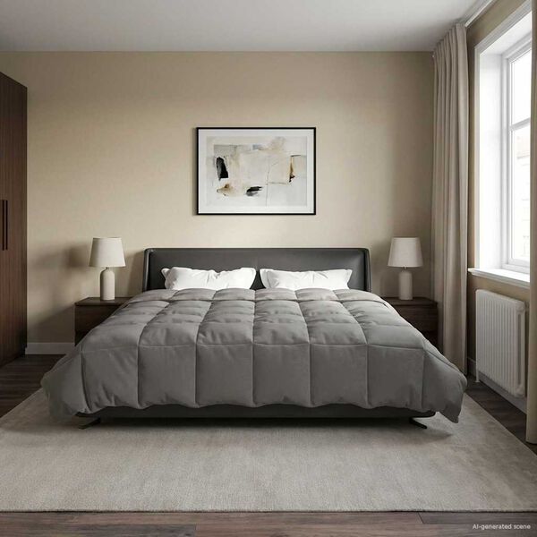 vidaXL Pilnas gada sega Tiltiņ&scaron; Gai&scaron;i pelēks 220 x 260 cm Mikro&scaron;ķiedra