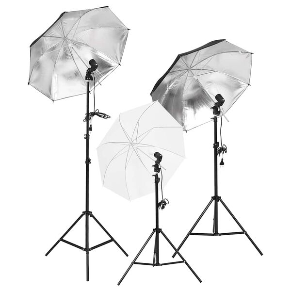 vidaXL fotostudijas komplekts – gaismas, fons, reflektors