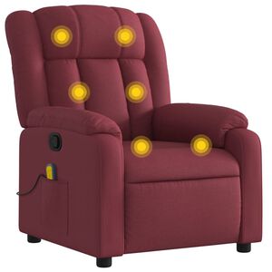 vidaXL masāžas krēsls, atgāžams, vīnsarkans audums