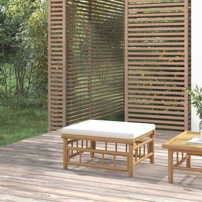 vidaXL dārza kājsoliņš ar krēmbaltu matraci, bambuss