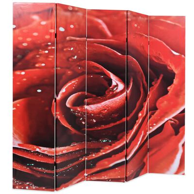vidaXL istabas aizslietnis, 200x170 cm, saliekams, sarkans ar rozi