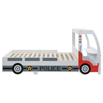 vidaXL bērnu gulta ar galdu, policijas mašīnas dizains, 90x200 cm