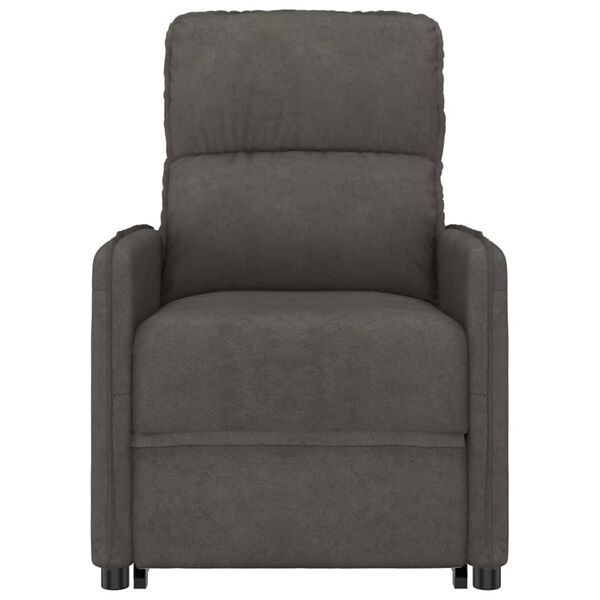 vidaXL masāžas krēsls, paceļams, tum&scaron;i pelēks mikro&scaron;ķiedras audums