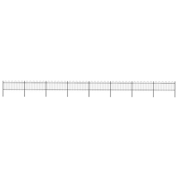 vidaXL dārza žogs ar stīpām augšpusē, tērauds, 1426x80 cm, melns
