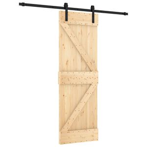 vidaXL Slīdo&scaron;ās durvis 70 x 210 cm Cieta priedes koks (neapstrādāts)