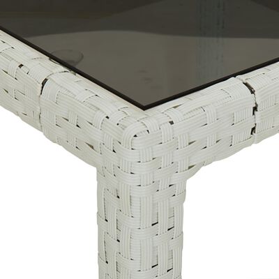 vidaXL dārza galds, 90x90x75 cm, rūdīts stikls un mākslīgā rotangpalma