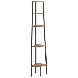 vidaXL 5 līmeņu stūra plaukts, tum&scaron;i brūns, melns, 45,5x31,5x180 cm