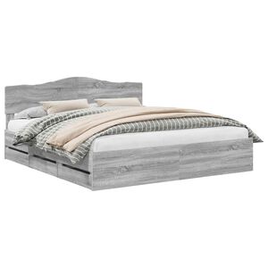 vidaXL Gultas rāmis Pelēks Sonoma 200 x 200 cm Inženieru koks
