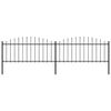 vidaXL dārza žogs ar pīķiem aug&scaron;pusē, tērauds, (0,5-0,75)x3,4 m, melns