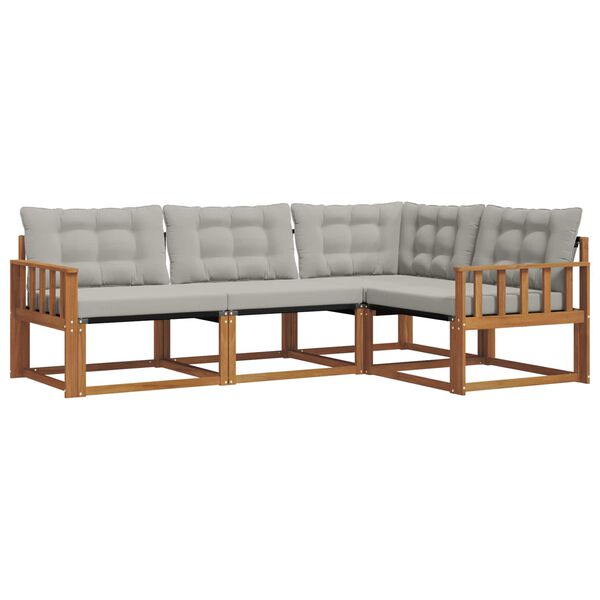 vidaXL Āra dīvānu komplekts ar spilvenu 4 pcs Dabīgs un gai&scaron;i pelēks