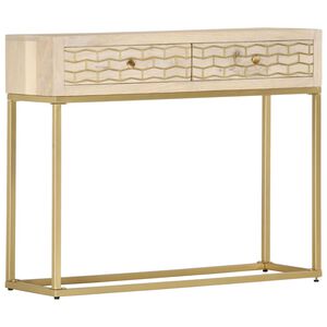 vidaXL konsoles galdiņ&scaron;, zelta krāsa, 90x30x75 cm, mango masīvkoks