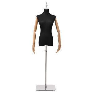 vidaXL Regulējams manekens 165-213 cm ar pamatni Sievie&scaron;u PP Melns