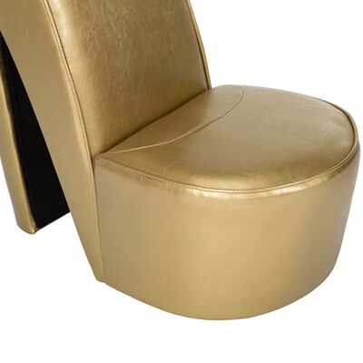 vidaXL krēsls, augstpapēžu kurpes dizains, zelta mākslīgā āda