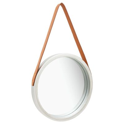 vidaXL sienas spogulis ar siksnu, 40 cm, sudraba krāsā