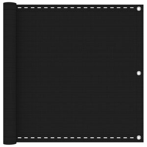 vidaXL Balkona ekrāns Melns 75 x 700 cm HDPE un alumīnijs