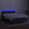vidaXL atsperu gulta ar matraci, LED, zils audums, 140x190 cm