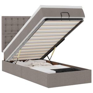 vidaXL Osmaņu gultas rāmis ar matrača pelēkbrūna 100x200 cm audums