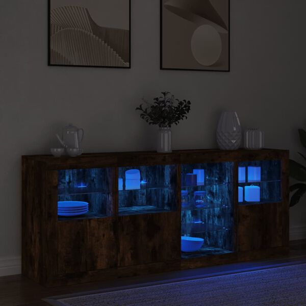 vidaXL kumode ar LED lampiņām, ozolkoka krāsa, 164x37x67 cm