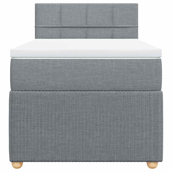 vidaXL atsperu gulta ar matraci, gai&scaron;i pelēka, 90x200 cm, audums