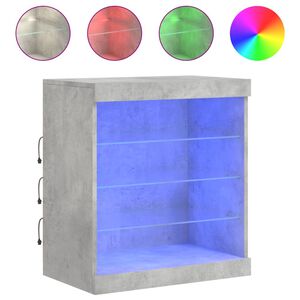 vidaXL kumode ar LED lampiņām, betona pelēka, 60,5x37x67 cm