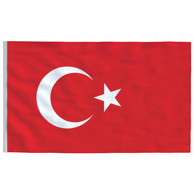 vidaXL Turcijas karogs un masts, 5,55 m, alumīnijs