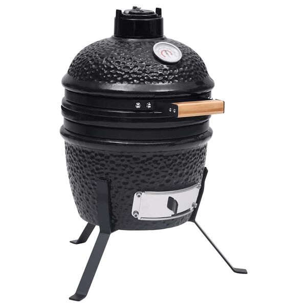 vidaXL Kamado grils, kūpinātava, keramika, 56 cm, melns