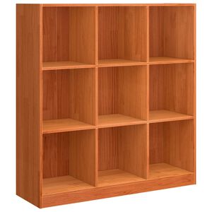 vidaXL Grāmatplaukts Vaks brūns 104 x 33 x 110 cm Ciets priedes koks