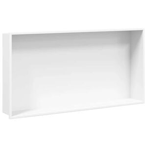 vidaXL du&scaron;as plaukts, matēti balts, 62x32x9 cm, nerūsējo&scaron;ais tērauds