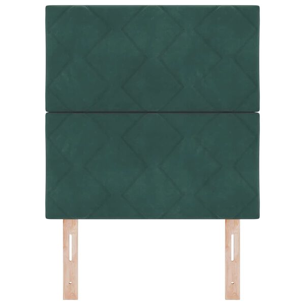 vidaXL Galvgalis ar galvas klāju Tum&scaron;i zaļa 80 cm Samts