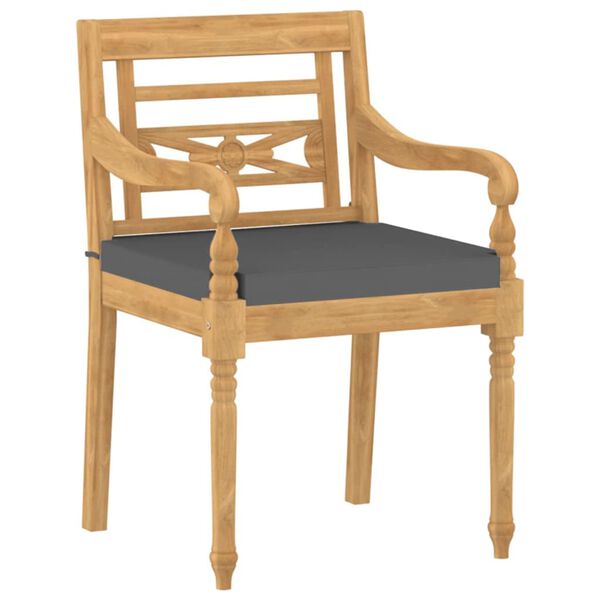 vidaXL 5-daļīgs dārza mēbeļu komplekts ar matračiem, masīvs tīkkoks