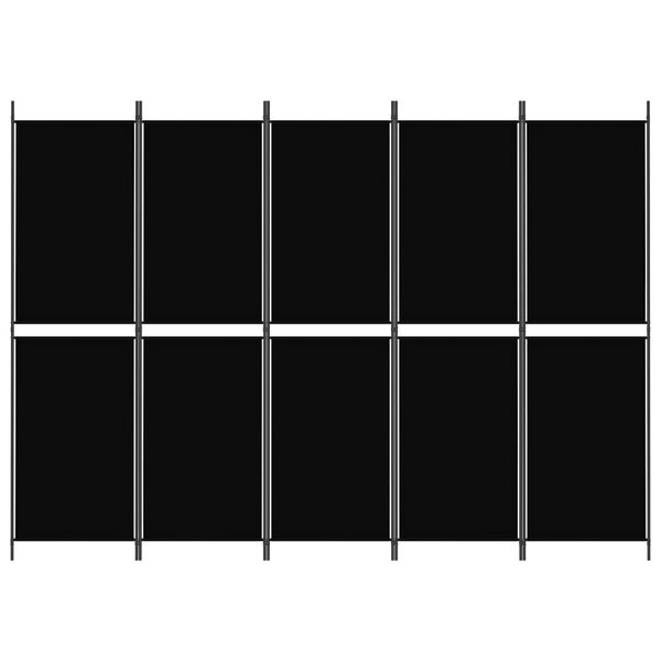 vidaXL 5-paneļu istabas aizslietnis, 250x180 cm, melns audums