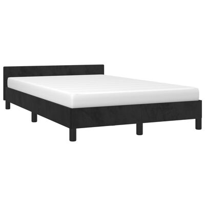 vidaXL gultas rāmis ar galvgali, melns samts, 120x200 cm