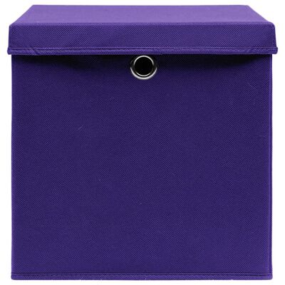 vidaXL uzglabāšanas kastes ar vāku, 10 gab., violetas, 28x28x28 cm