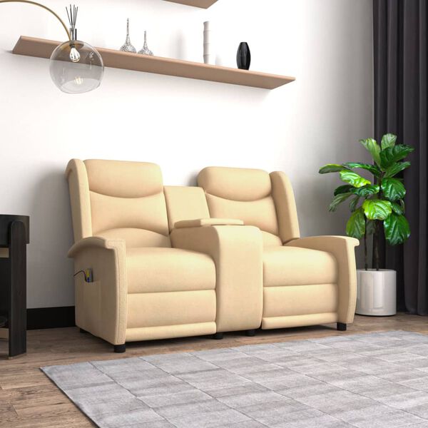 vidaXL četrvietīgs masāžas krēsls ar glāžu turētāju, krēmkrāsas