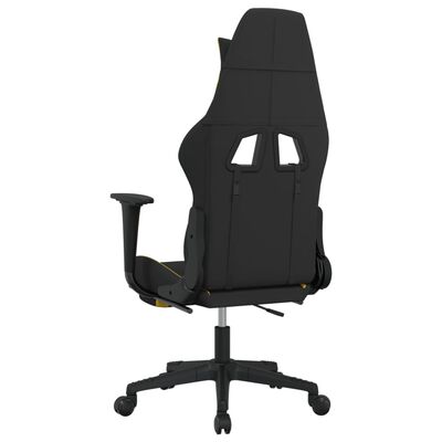 vidaXL datorspēļu krēsls ar kāju balstu, melns un dzeltens audums