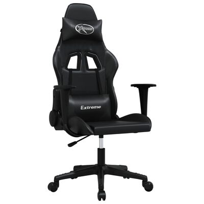 vidaXL masāžas datorspēļu krēsls, melna mākslīgā āda