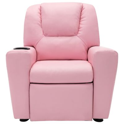 vidaXL bērnu atpūtas krēsls, atgāžams, rozā mākslīgā āda