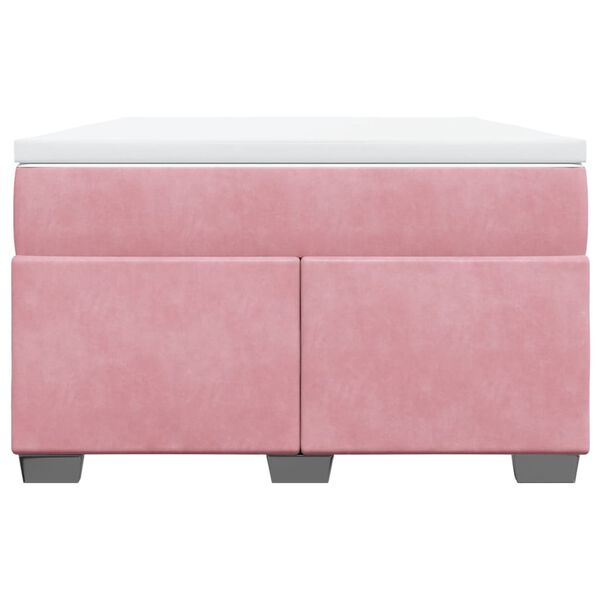 vidaXL atsperu gulta ar matraci, rozā samts, 120x190 cm