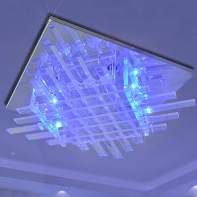 Kvadrātveida RGB LED griestu lampa ar stikla plāksnītēm