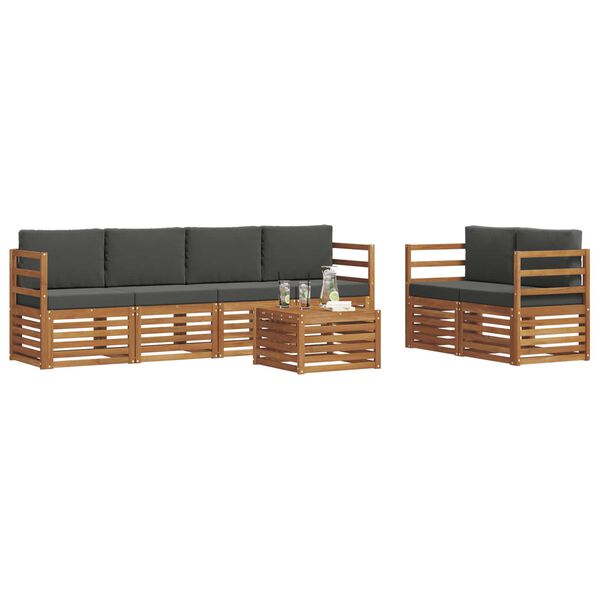 vidaXL Āra dīvānu komplekts ar spilvenu 7 pcs Dabisks un antracīts