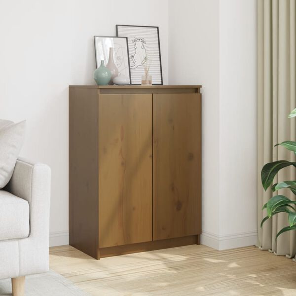 vidaXL kumode, medus brūna, 230x35x80 cm, priedes masīvkoks