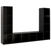 vidaXL TV plaukti, 3 gab., melni, 142,5x35x36,5 cm, inženierijas koks