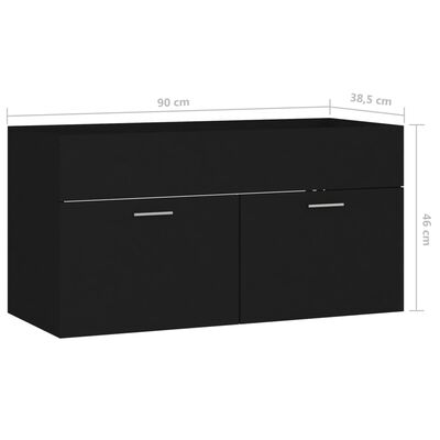 vidaXL izlietnes skapītis, melns, 90x38,5x46 cm, skaidu plātne