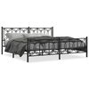 vidaXL gultas rāmis ar galvgali un kājgali, melns metāls, 193x203 cm