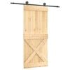 vidaXL Slīdo&scaron;ās durvis Dabiska un melna 90 x 210 cm Cieta priedes koks